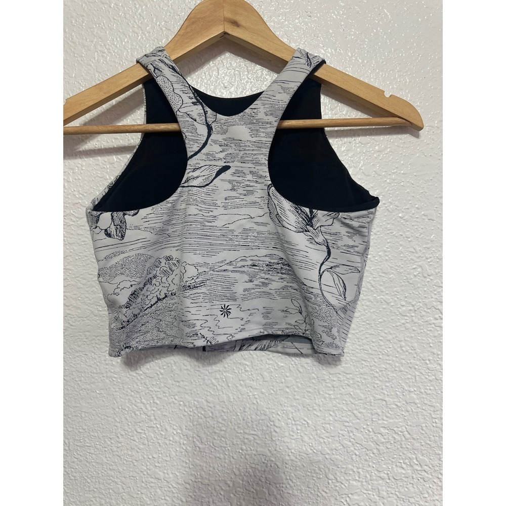Athleta Black Floral Print High Neck Crop Tank Top Sports Bra XS TP - Picture 2 of 6